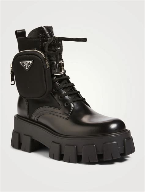 prada ankle pouch combat boots dupe|Prada monolith boots.